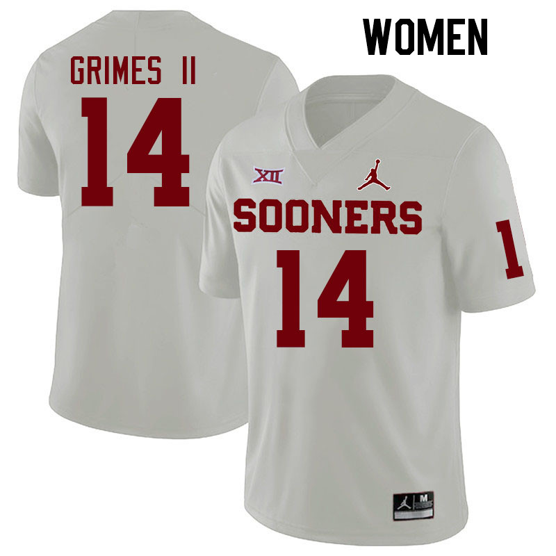 Women #14 Reggie Grimes II Oklahoma Sooners College Football Jerseys Stitched-White